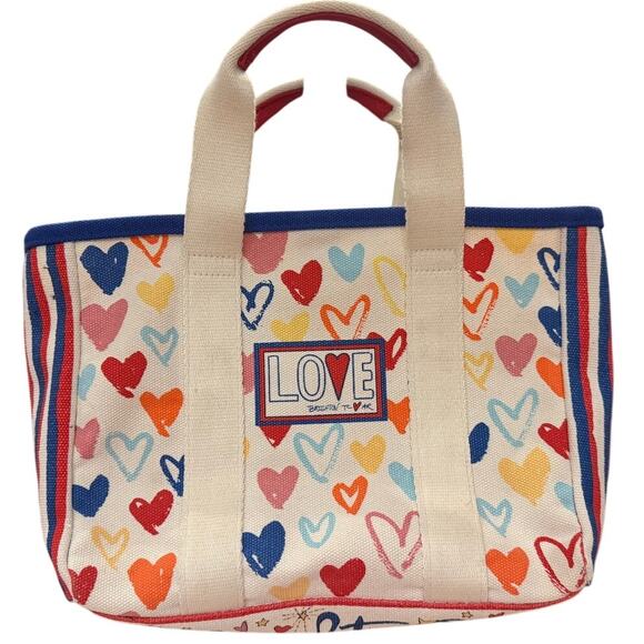 Brighton Handbags - Brighton LOVE Canvas Tote Bag Multicolor Hearts Small Handbag